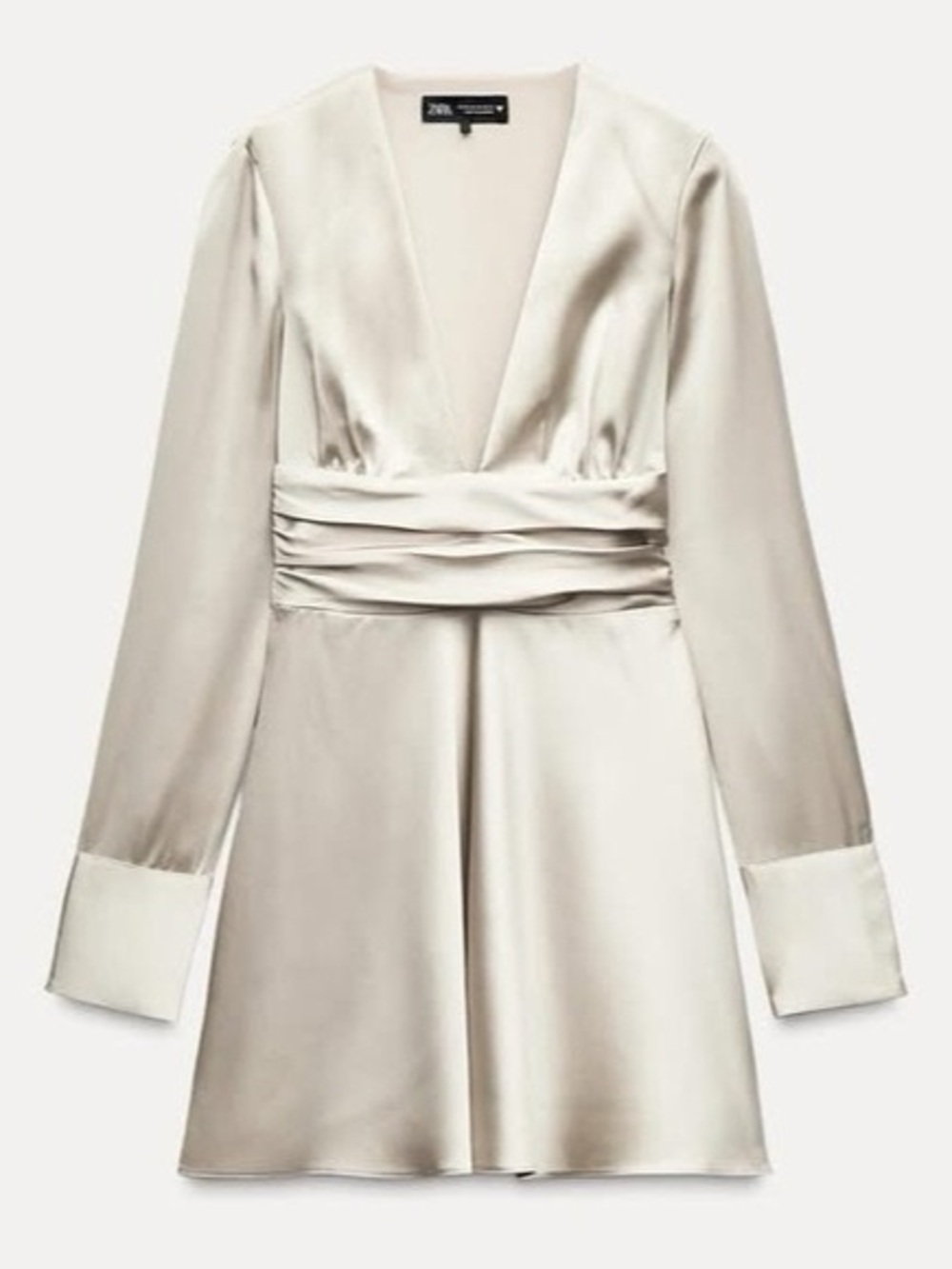 Zara Satin Draped Mini Dress Cream Size M